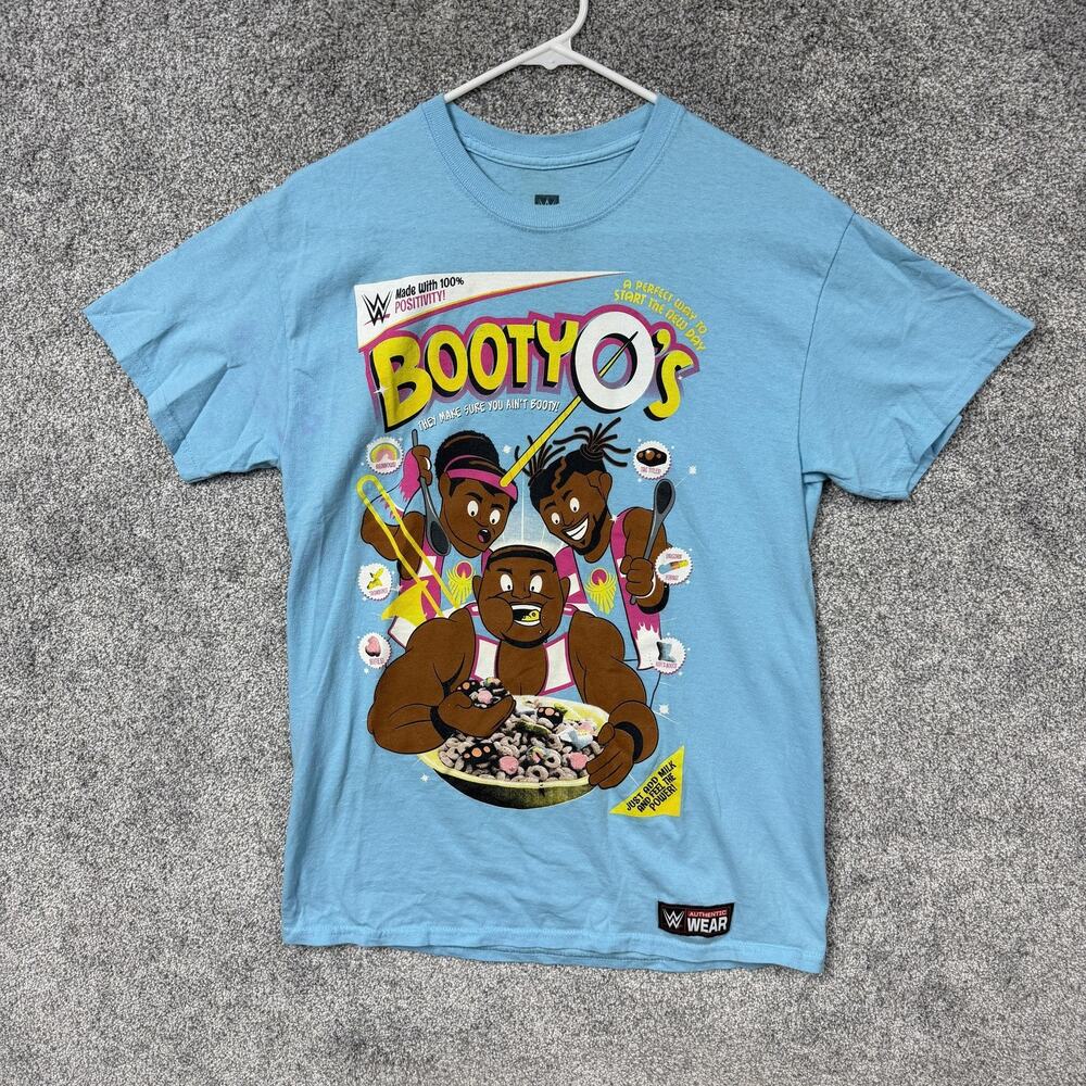 WWE Booty O's Shirt Mens M Blue The New Day Cereal Graphic Cartoon Kitschy Y2K